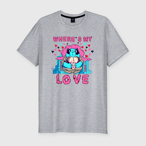 Мужская slim-футболка Где ты моя любовь / Меланж – фото 1