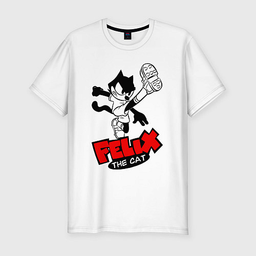 Мужская slim-футболка Cat Felix - footballer / Белый – фото 1