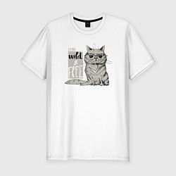 Мужская slim-футболка Дикий и свободный кот
