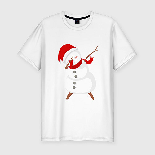 Мужская slim-футболка Снеговик дэб / Белый – фото 1