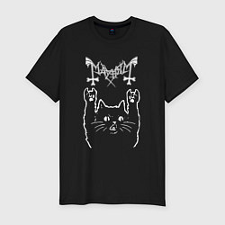 Футболка slim-fit Mayhem рок кот, цвет: черный