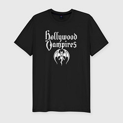 Мужская slim-футболка Hollywood vampires рок группа