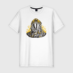 Мужская slim-футболка Пожарный в маске