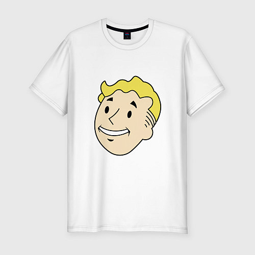 Мужская slim-футболка Vault boy head / Белый – фото 1