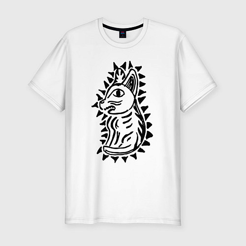 Мужская slim-футболка Котик с треугольниками / Белый – фото 1