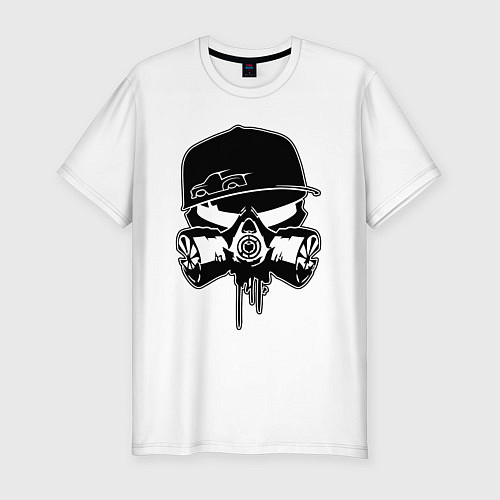 Мужская slim-футболка Respirator skull / Белый – фото 1