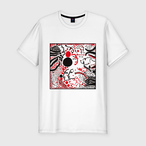Мужская slim-футболка Abstraction of faces / Белый – фото 1
