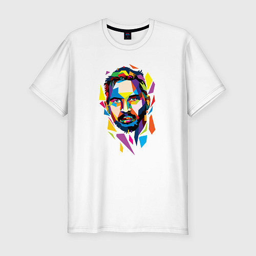 Мужская slim-футболка Геометрический портрет Тома Харди / Белый – фото 1