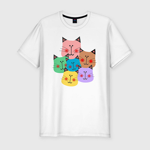 Мужская slim-футболка Забавные котики / Белый – фото 1