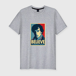 Футболка slim-fit Believe in Sherlock, цвет: меланж