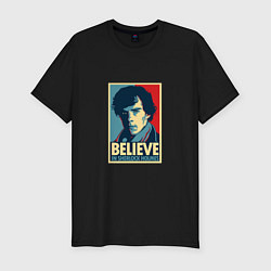 Футболка slim-fit Believe in Sherlock, цвет: черный