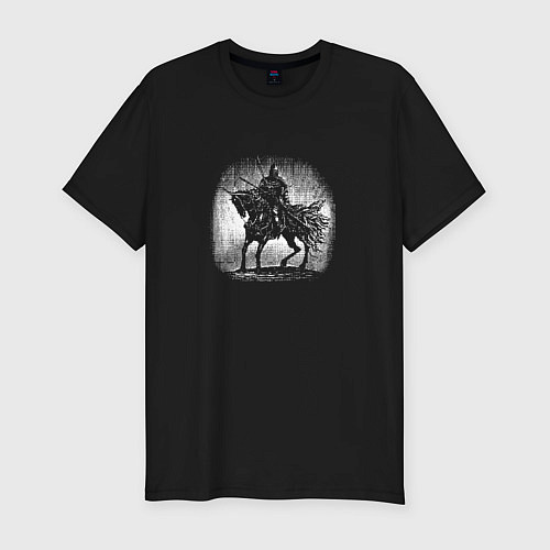 Мужская slim-футболка Воин на коне / Черный – фото 1