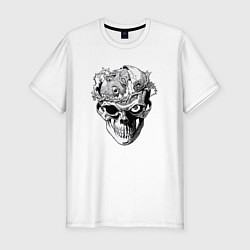 Футболка slim-fit Рыцарь - череп, цвет: белый