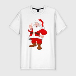 Футболка slim-fit Радостный Санта Клаус, цвет: белый