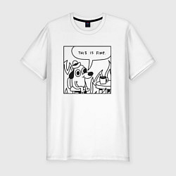 Футболка slim-fit This is fine mem, цвет: белый