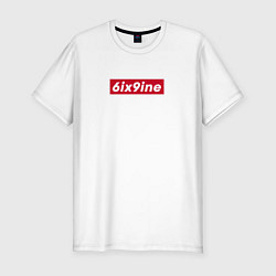 Футболка slim-fit 6IX9INE красная плашка, цвет: белый