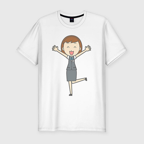 Мужская slim-футболка Офисная леди в восторге / Белый – фото 1