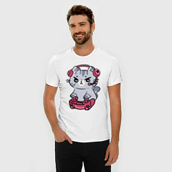 Футболка slim-fit Котёнок заядлый игроман, цвет: белый — фото 2