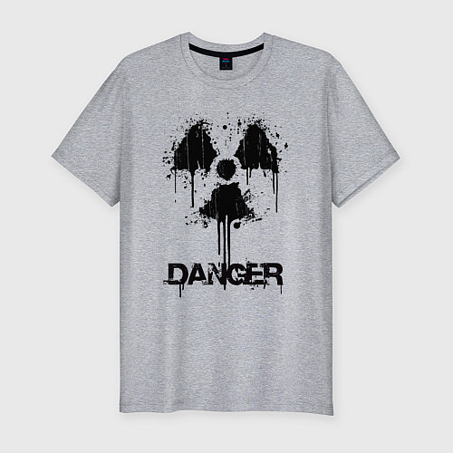 Мужская slim-футболка Danger radiation symbol / Меланж – фото 1