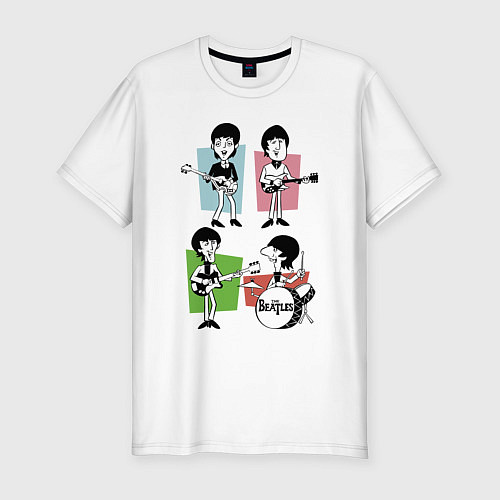 Мужская slim-футболка The Beatles - drawing - sketch / Белый – фото 1