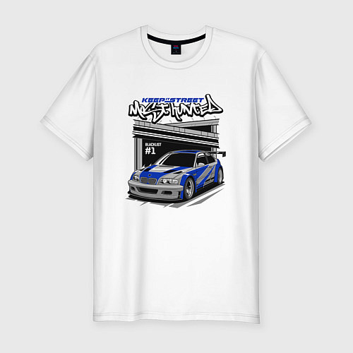 Мужская slim-футболка BMW M3 GTR - NFS Most wanted / Белый – фото 1