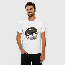 Футболка slim-fit Кролики Инь-Янь, цвет: белый — фото 2