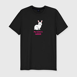 Футболка slim-fit Меня зовут Кролик, цвет: черный