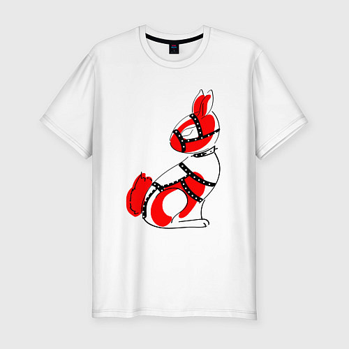 Мужская slim-футболка BDSM заяц / Белый – фото 1