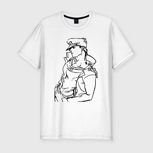 Мужская slim-футболка Дзётаро Кудзё - герой / Белый – фото 1