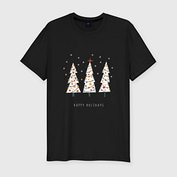 Мужская slim-футболка Три новогодних ёлочки