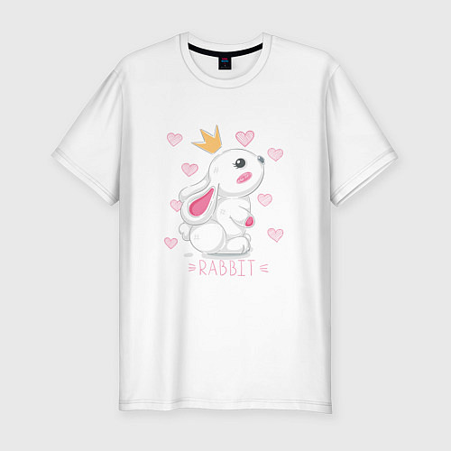 Мужская slim-футболка Зайчик в короне / Белый – фото 1