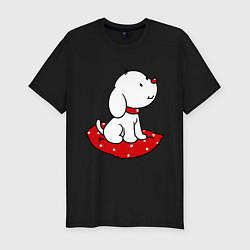 Мужская slim-футболка Собачка на подушке