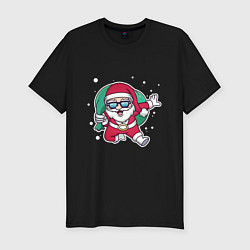 Футболка slim-fit Snowy Santa, цвет: черный