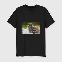 Мужская slim-футболка Дружные еноты