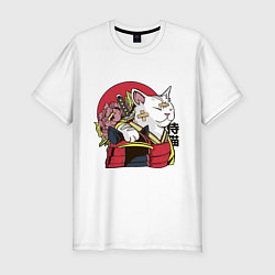 Мужская slim-футболка Кот самурая