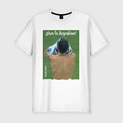 Мужская slim-футболка Viva la Argentina - Gonzalo Montiel - world champi