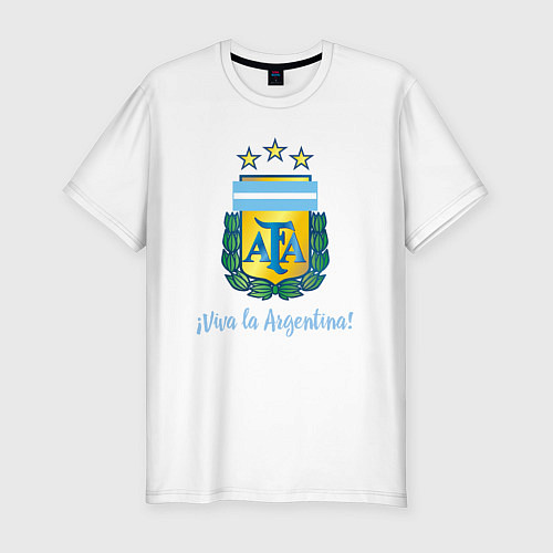 Мужская slim-футболка Эмблема федерации футбола Аргентины / Белый – фото 1