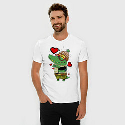 Футболка slim-fit Crocodile with a cat, цвет: белый — фото 2