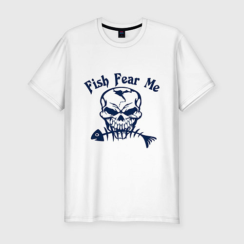 Мужская slim-футболка Рыба меня боится / Белый – фото 1