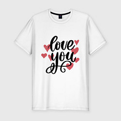 Футболка slim-fit Love U, цвет: белый