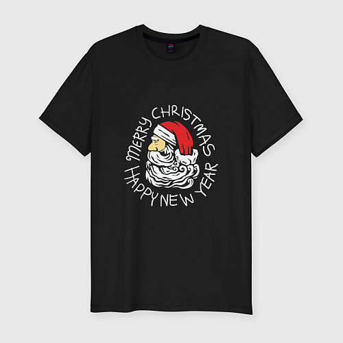 Мужская slim-футболка Santa new year / Черный – фото 1