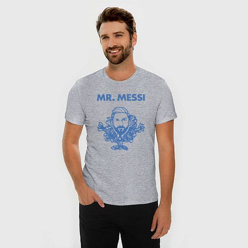 Мужская slim-футболка Мистер Месси / Меланж – фото 3