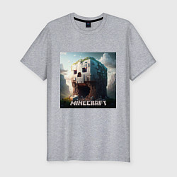 Мужская slim-футболка Жуткая пещера Minecraft