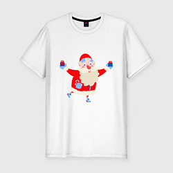 Мужская slim-футболка Дед Мороз на роликах
