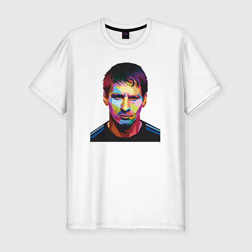 Мужская slim-футболка Face Messi / Белый – фото 1