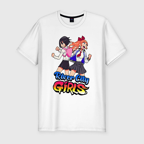 Мужская slim-футболка River city girls - fighting / Белый – фото 1