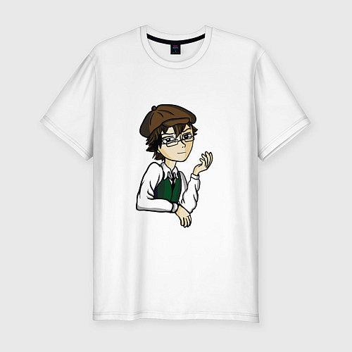 Мужская slim-футболка Рампо в очках / Белый – фото 1
