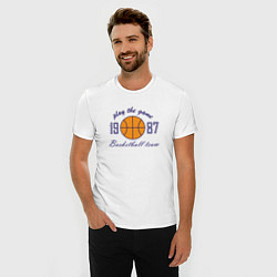 Футболка slim-fit Любителям игры в баскетбол, цвет: белый — фото 2