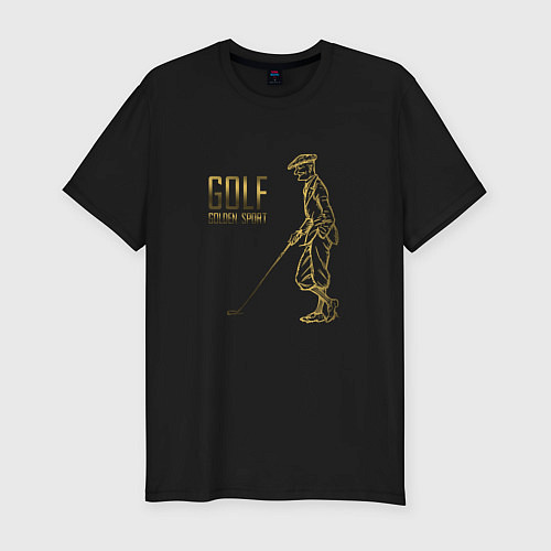 Мужская slim-футболка Golf - golden sport / Черный – фото 1