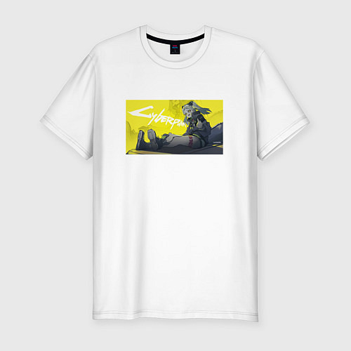 Мужская slim-футболка Ребекка - Cyberpunk / Белый – фото 1